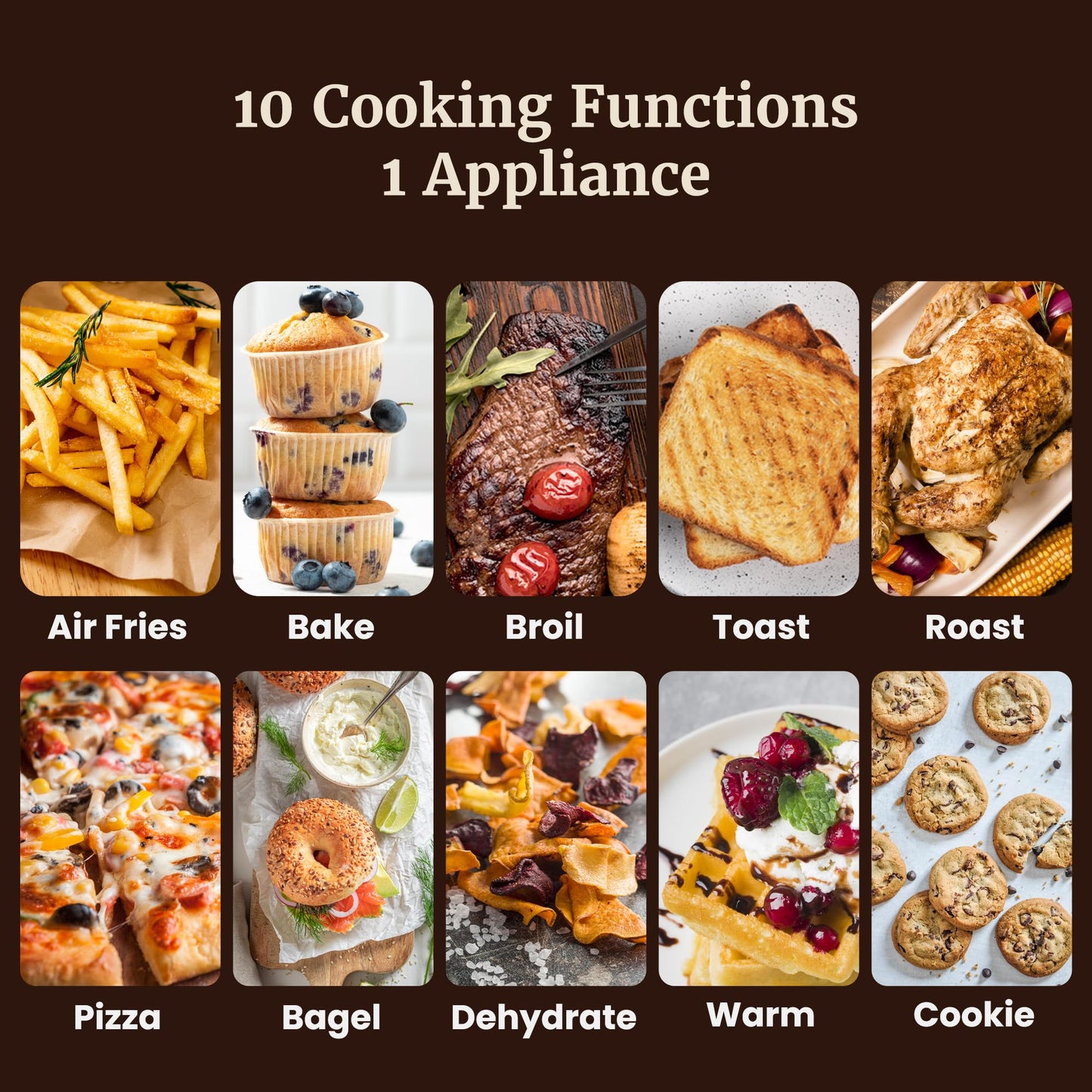 Elite Gourmet EAF9320 23L Air Fryer Toaster Oven, 10-in-1 Digital Convection Countertop Oven, Dual Fan Speeds, Air Fry, Bake, Broil, Toast, Dehydrate, 1600W w/Air Fry Rack, Bake Rack & Pan, Black
