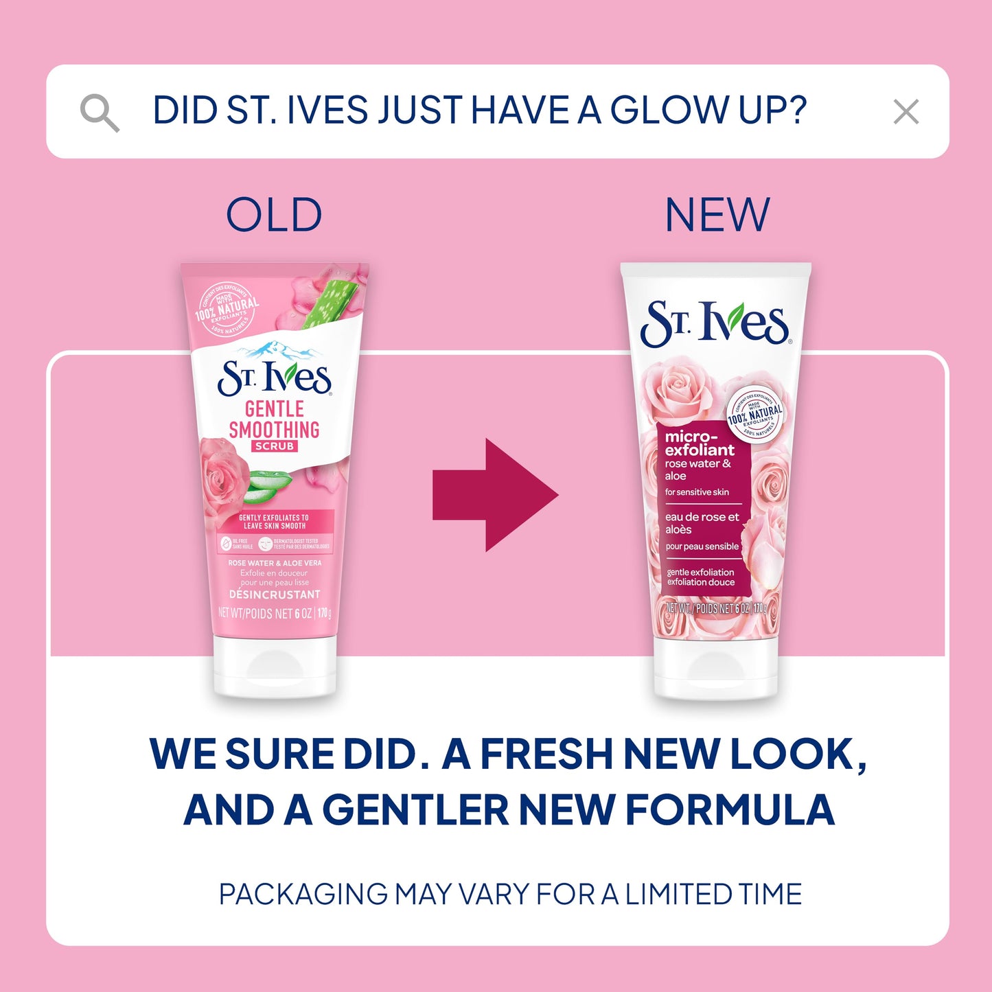 St. Ives Gentle Smoothing Face Scrub, Rose Water & Aloe Vera Exfoliator, Facial Scrub Made with 100% Natural Exfoliants, Paraben