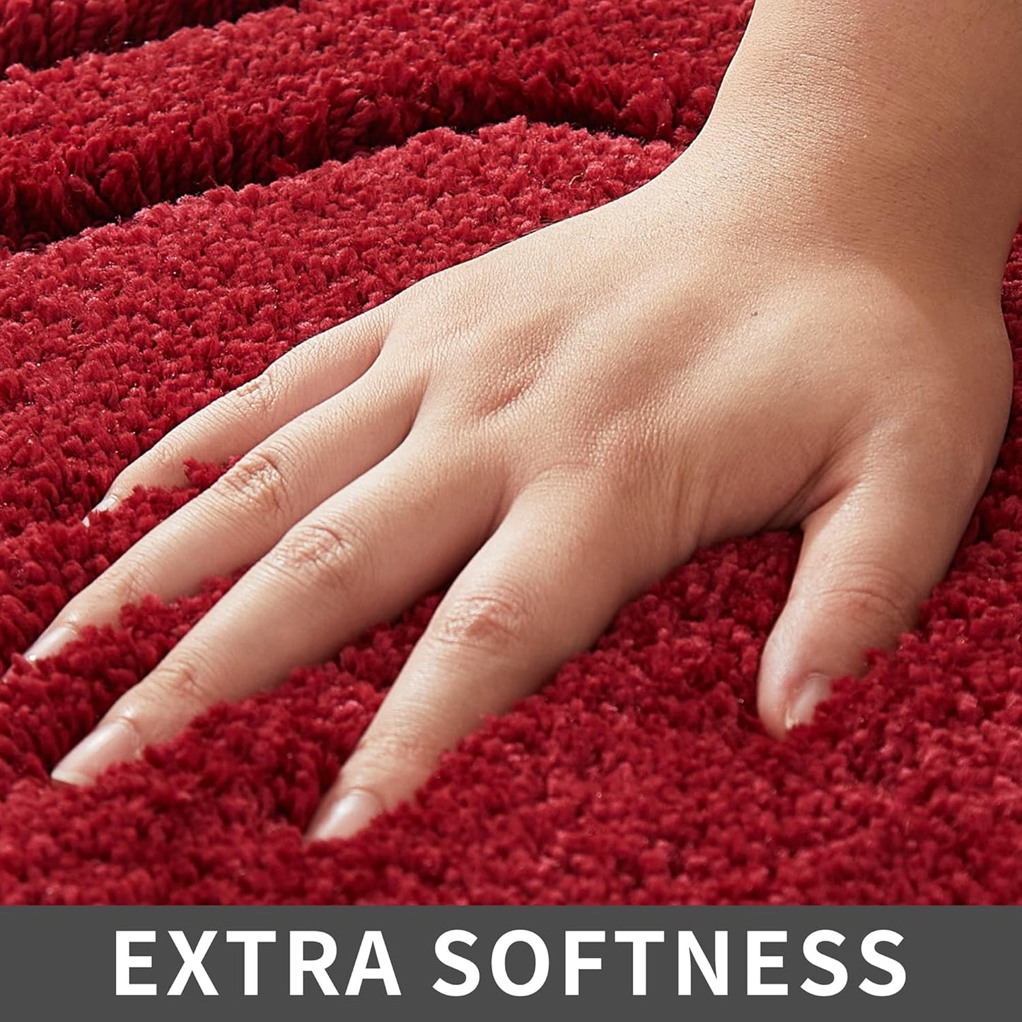 COSY HOMEER Extra Thick Bath Rugs for Bathroom - Anti-Slip Bath Linen Sets Mats Soft Plush 100% Strong Polyester Living Room Bedroom Water Absorbent(Red,20x32 - Inches)
