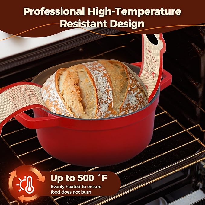 Silicone Bread Sling for Dutch Oven, 2Pcs - 6in NonStick Round Sourdough Baking Slings, Reusable Baking Cooking Transfer Mats with Long Cat-Shape Handle, Easy To Transfer Bread More Easily