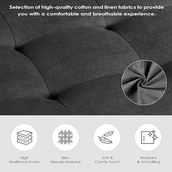 TYBOATLE Sofa Couch, Living Room Furniture Sectional Sofa Sets of 3 Pcs, Tufted Mid-Century Loveseat w/USB, Cupholders & Comfy Single Sofa for Small Space, Apartment, Office (Dark Grey)