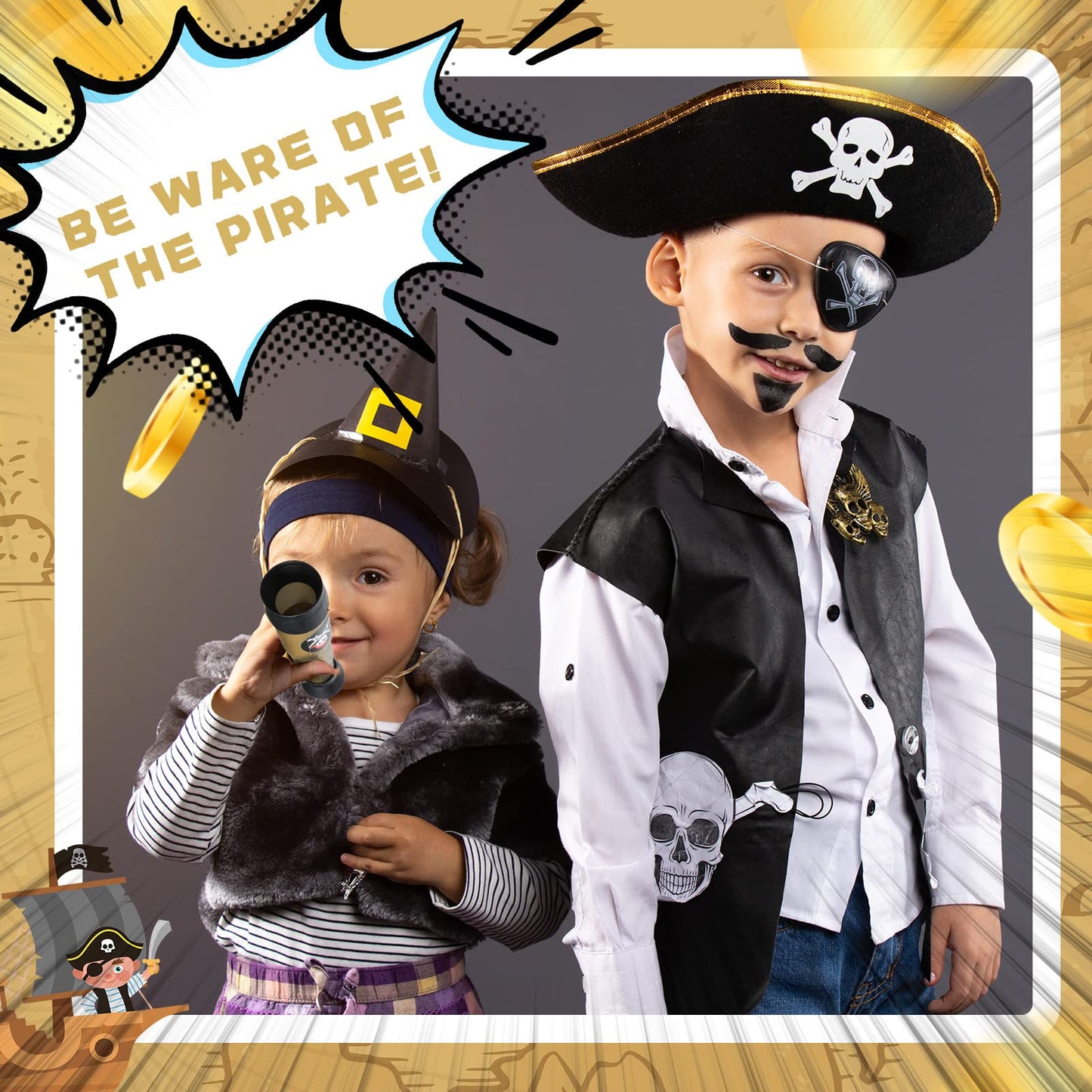 Deekin 12 Pcs Pirate Telescope Bulk for Kids Pirate Party Favors Toys Games Telescope Toddler Spyglass Mini Treasure Hunt for Boat Halloween Birthday Party Decorations