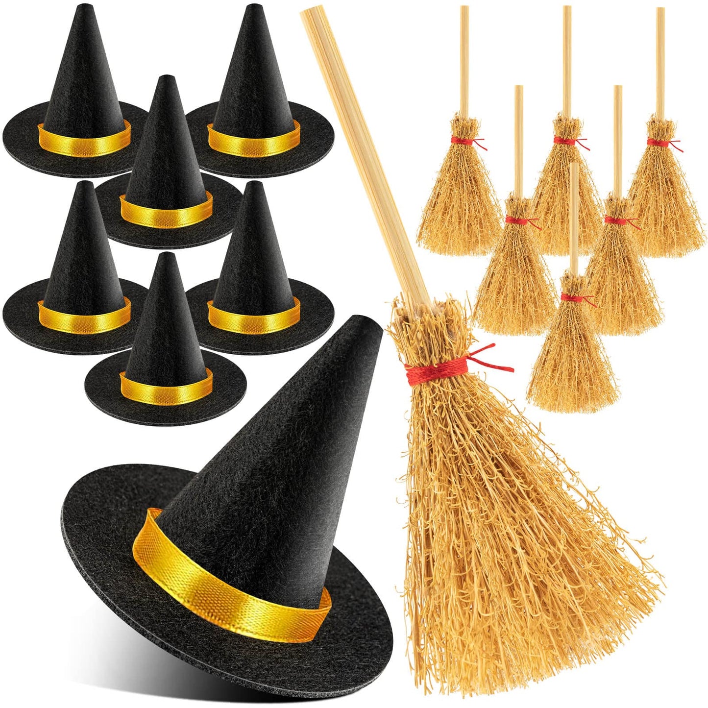 ZHWKMYP 14Pcs Mini Witch Hat, Small Black Witch Hats for Crafts Halloween Party Decor