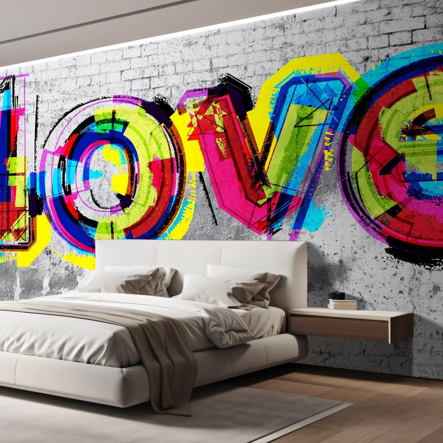 wall26 Wall Sticker/Wall Mural Colorful Graffiti, Not Peel and Stick, Non-Woven Wallpaper Decorative for Bedroom, Living Room,Office - 132x120 inches
