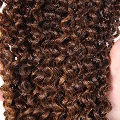 Condescension Human Hair Bundles 20 22 24 Inch Chocolate Brown Highlight P4/30 Jerry Curly Bundles Human Hair Unprocessed Brazilian Virgin Quick Weave Hair for Black Women