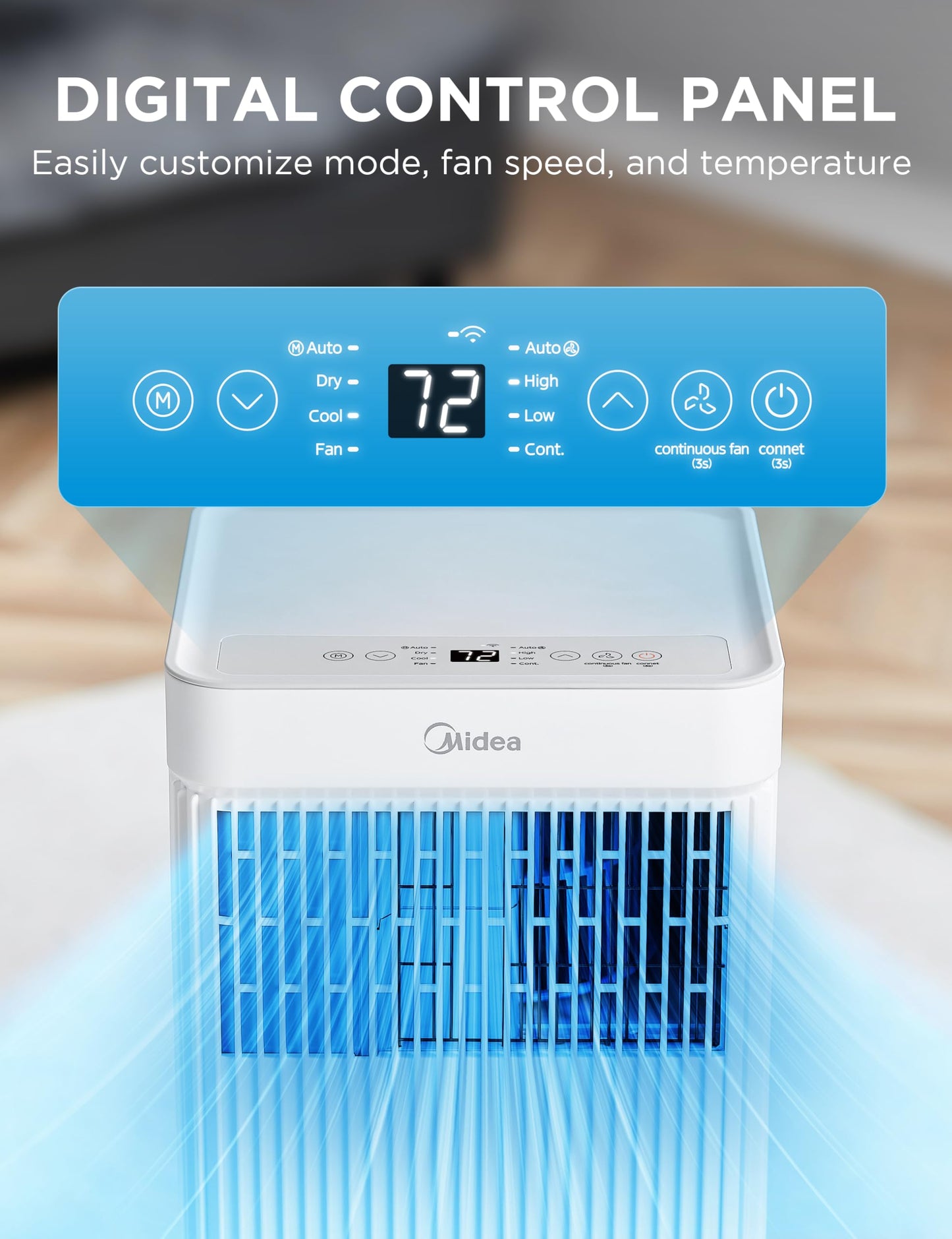 Midea 8,500 BTU ASHRAE (5,000 BTU SACC) Portable Air Conditioner, Smart Control, Cools up to 150 Sq. Ft., with Dehumidifier & Fan mode, Easy- to-use Remote Control & Window Installation Kit Included"