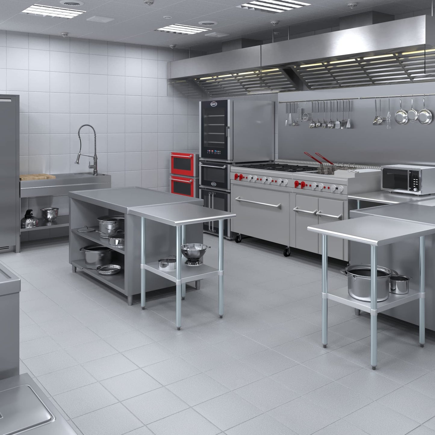 AmGood 30 in. x 24 in. Stainless Steel Work Table | Metal Kitchen Food Prep Table | NSF