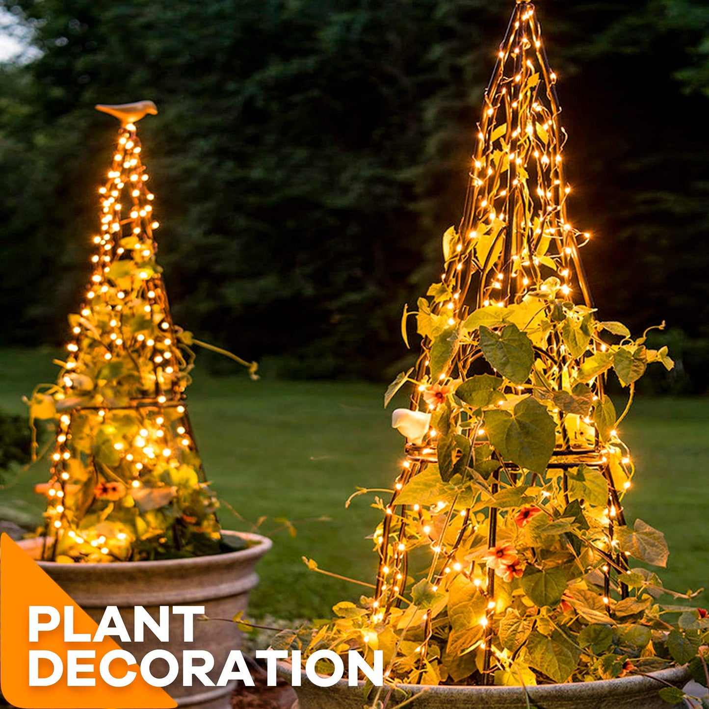 Twinkle Club 10 Strands 200 LED Firefly Bunch Lights, Waterproof, Plug in String Lights for Waterfall Vine String Lights Watering Can Lights Outdoor Garden, Warm White