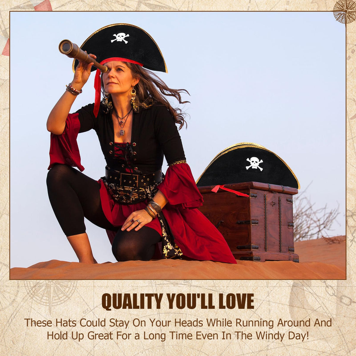 Hsei 8 Pcs Pirate Hat Skull Print Captain Costume Caps Party Accessories Hats for Halloween Cosplay Caribbean Nautical Themed