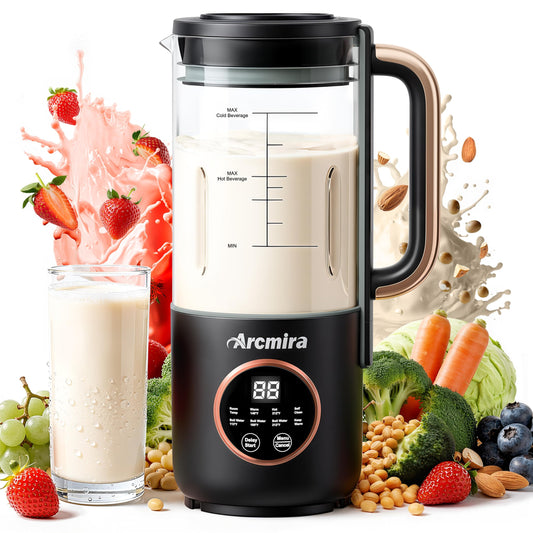 8 in 1 Automatic Nut Milk Maker, 10 Blade 35 oz Homemade Oat, Soy, Plant-Based and Dairy Free Beverages, Almond Milk Maker with Delay Start/Keep Warm/Boil Water, Soy Milk Maker with Nut Milk Bag