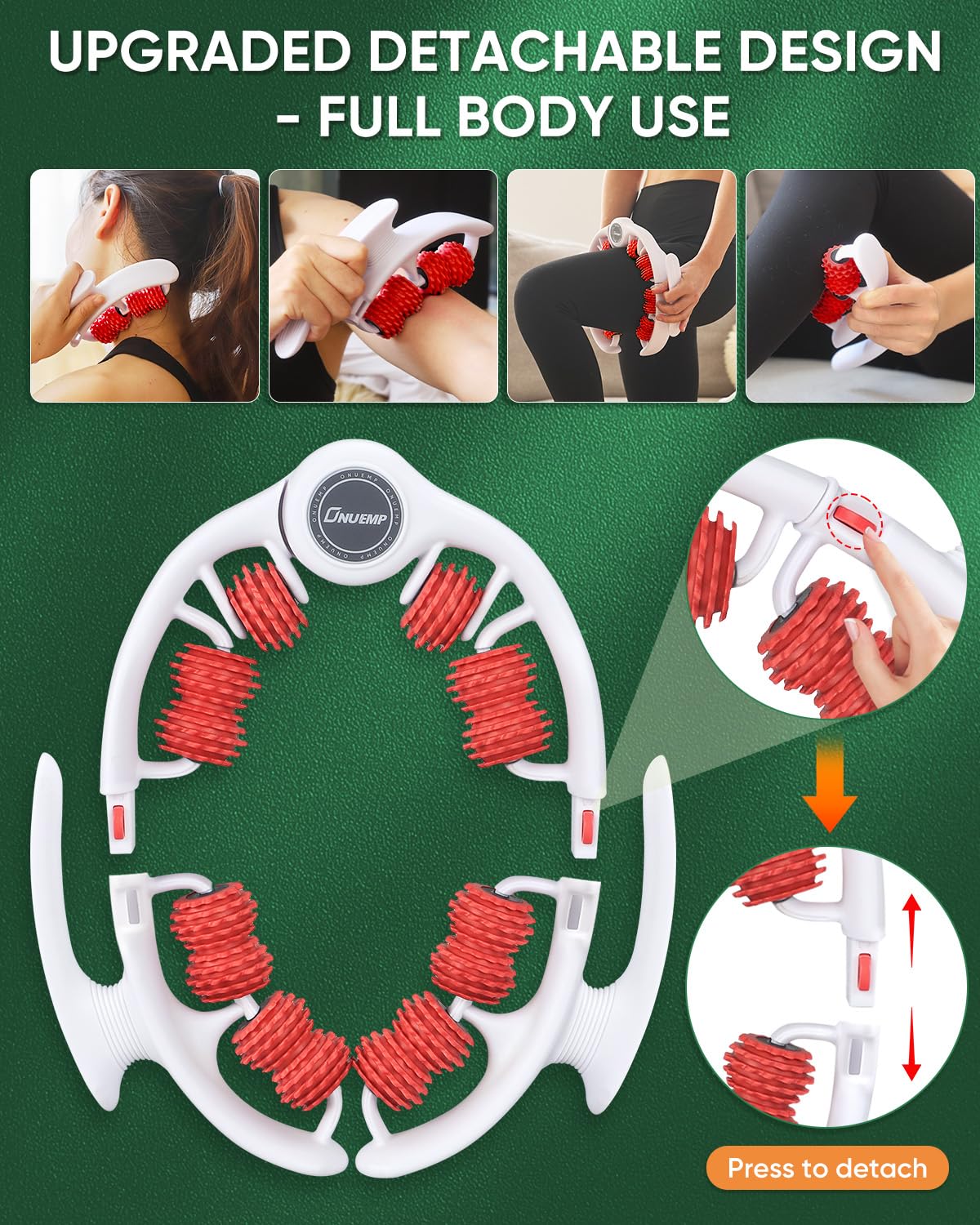 ONUEMP Cellulite Remover for Legs, Cellulite Massager Roller Muscle Roller, Fascia Massage Tool Thigh, Calf, Leg Massager - Anti-Celulitis, Lymphatic Drainage, Body Sculpting, Deep Tissue Pain Relief