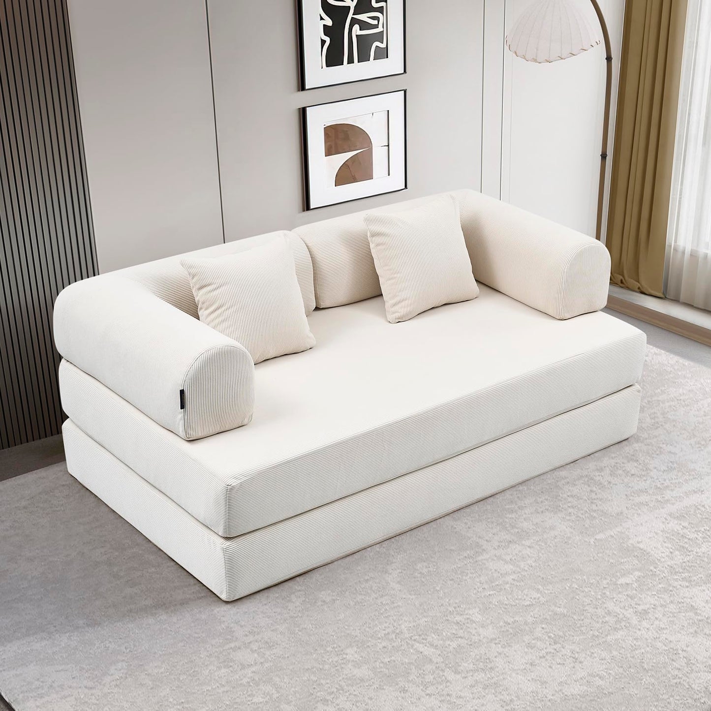 RuDenDorf Convertible Sleeper Sofa Bed - Compression Folding Sofa with Pillow, Floor Sofas Lounge Couch, No Assembly Required Floor Mattress Couch for Living Room, Bedroom, Small Spaces.