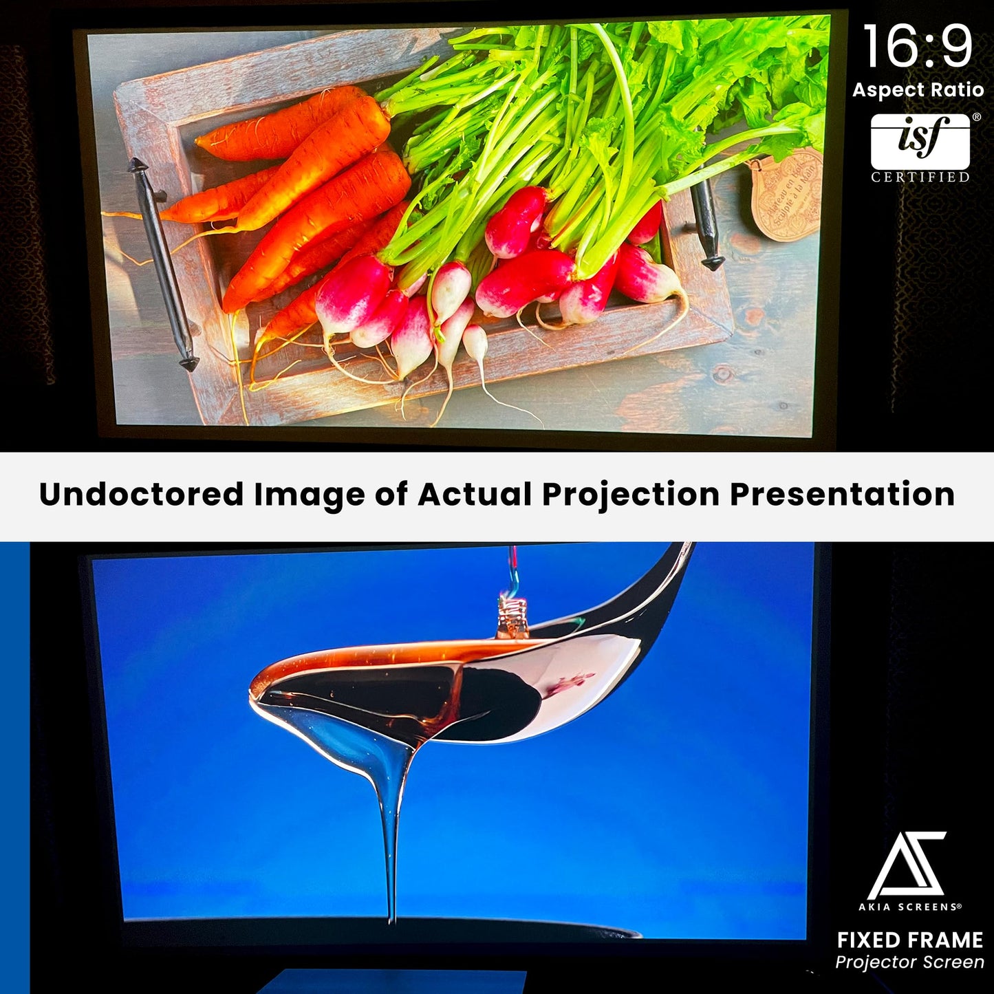 Akia Screens Fixed Frame Projector Screen 120-Inch, 16:9, Wall Mount, CINEWHITE UHD-B, 4K/8K Ready, Indoor Home Theater, AK-FF120WH2