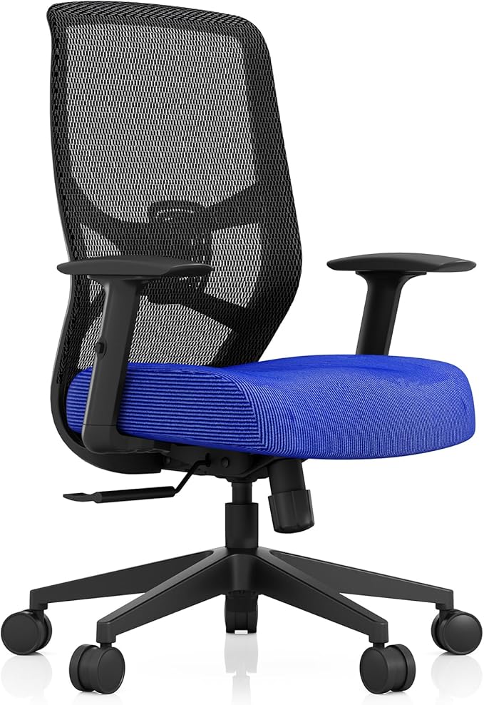 Tempur-Pedic ProTask Executive Task Office Chair with Cooling Gel Layer and Built-in Lumbar Support, Height-Adjustable Ergonomic Mesh Office Desk Chair, Blue