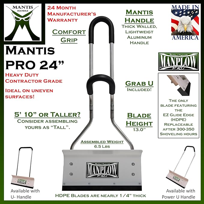 MANPLOW PRO Snow Shovels (Mantis Handle, 24")