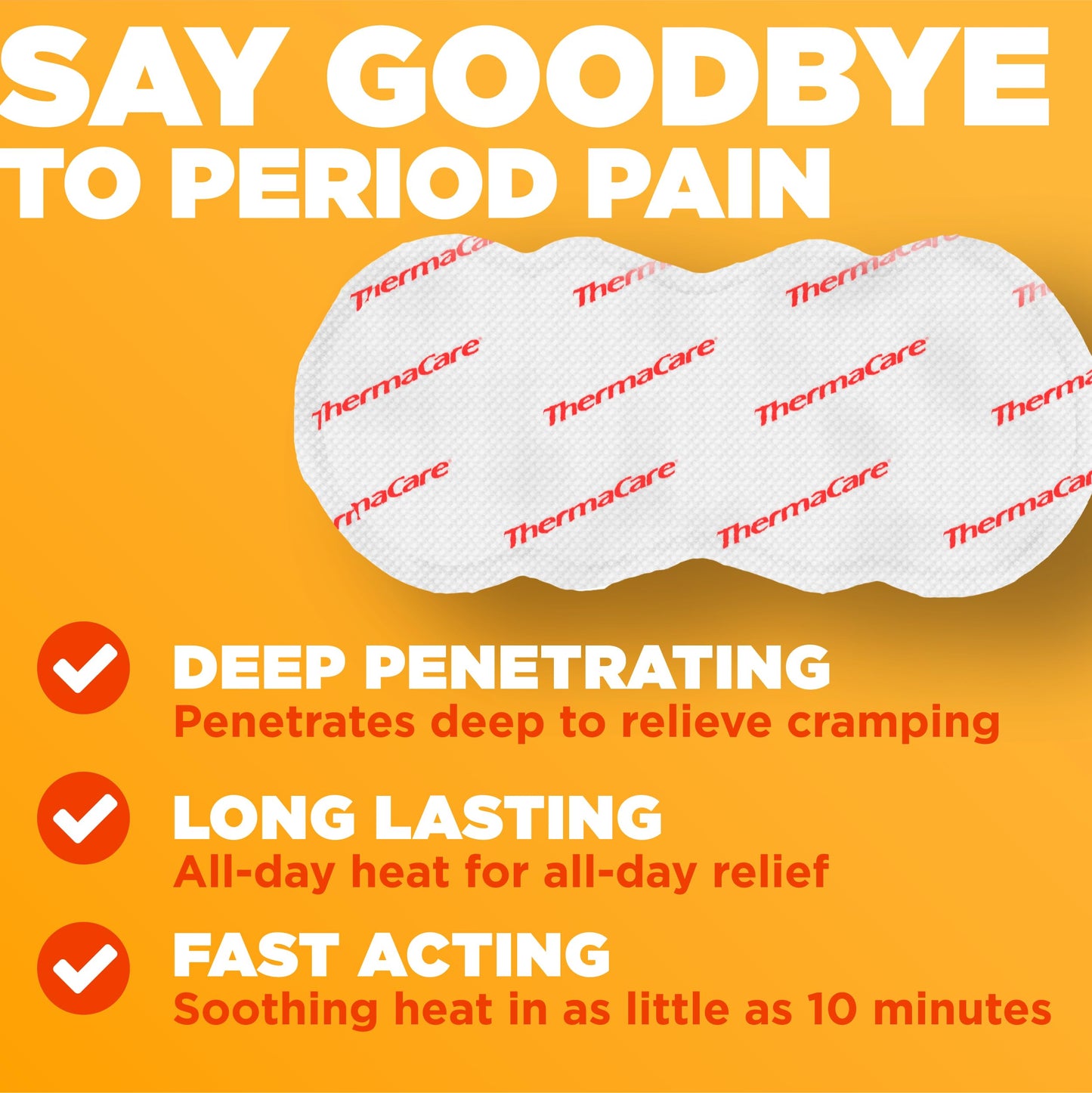 ThermaCare Menstrual Heating Pads - Portable, Adhesive HeatWraps for Period Cramps & Backache Relief - Discreet, Cord-Free Heat Therapy - Up to 8 Hours of Relief