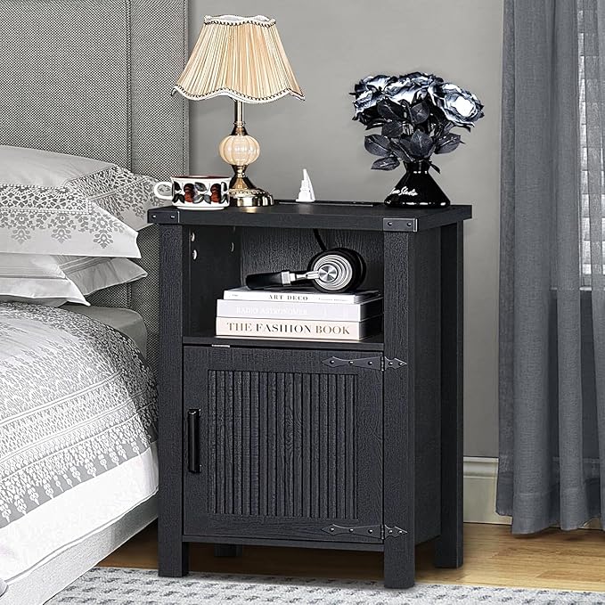 Joaxswe Farmhouse Dresser and Nightstand Sets, Furniture 18" Night Stand with Charging Station and 6 Drawers Dresser for Bedroom, 54" Dressers and Nightstand Set for Bedroom, Living Room