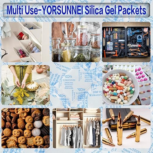 Silica Gel Packets 10 Gram [30 Packs], Reusable Desiccant Packs for Storage, Rechargeable Moisture Absorber Food Grade Silica Gel Packs for Moisture Control