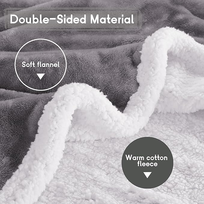 Heated Blanket Electric Blanket Full Size 72''x84'' with 9 Heating Levels, 1-10 Hour Auto Shut Off, Machine Washable, Flannel & Sherpa Soft Warming Blanket for Couch, Bed, Office - Light Grey