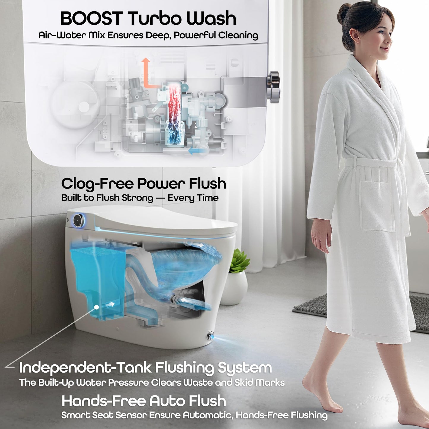 BidetMate 6000 Series Intelligent Bidet Japanese Toilet Combination – Hands-Free Open/Close toilet and bidet – Instant Heated Water, Dryer, & Seat – Quick Drying Cyclone-Dri, Auto Flush, Night Light
