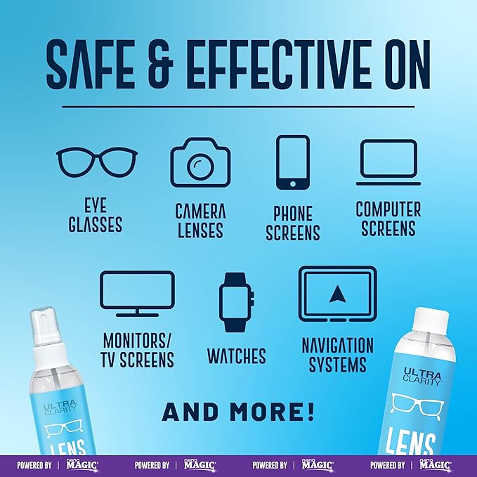 Powered by Nano Magic Eyeglass Lens Cleaning Spray 22oz Value Pack | 2 2oz Sprays, 6oz Spray, 2 6oz Refills, 5 Microfiber Cloths | Ideal for Glasses, Phone, Screens, Coated Surfaces