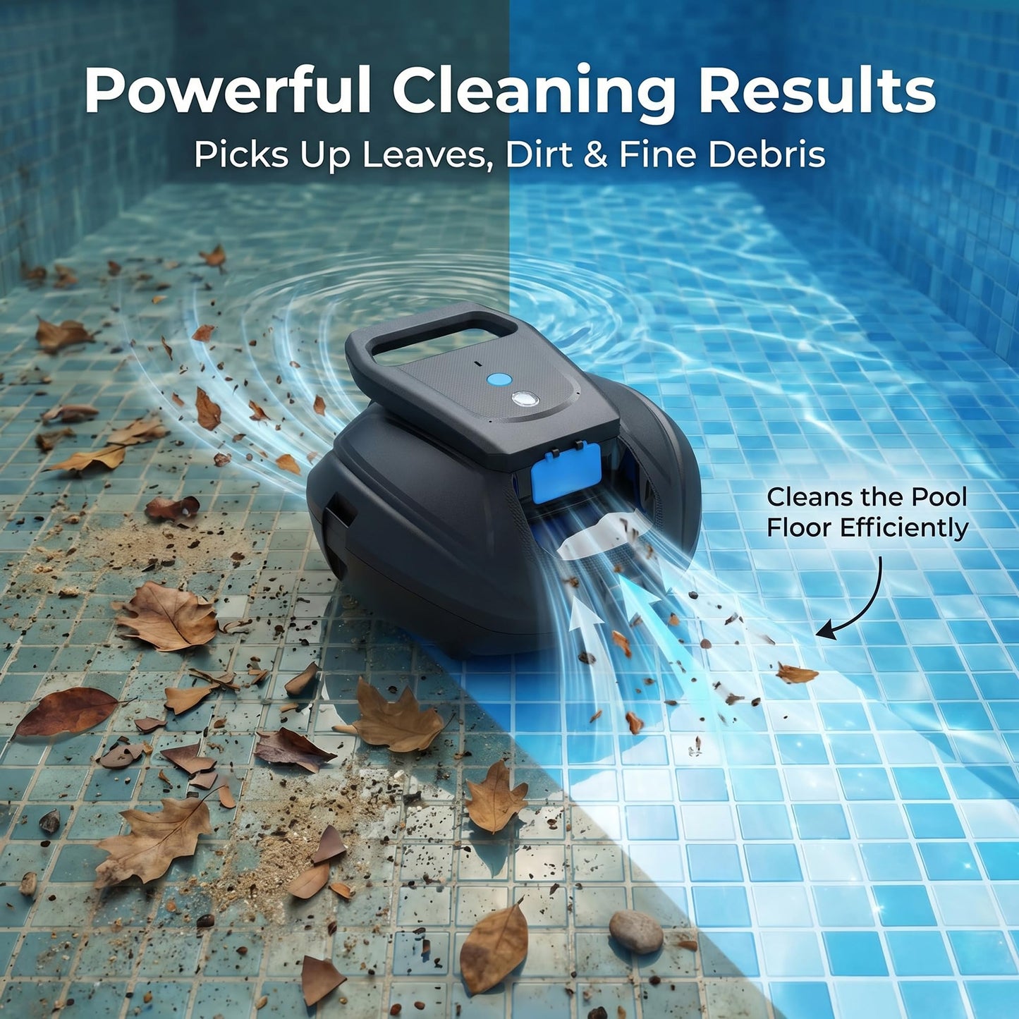Robotic Pool Cleaner Cordless, Dual-Motor Powerful Suction & 120 Mins Longest Runtime, Self-Parking Fast Charging Pool Vacuum Robot for Above Ground & Flat Pool Bottom Cleaning