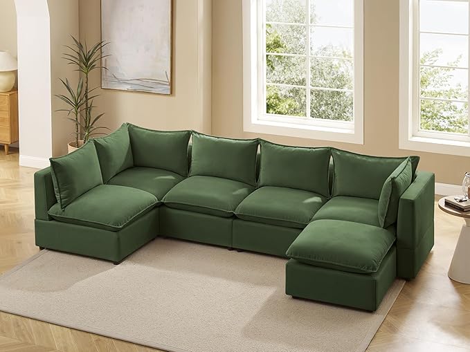 VANOMi Modular Sectional Sofa, Fully Modular Convertible Sleeper Sectional Couch with Reversible Chaise, 6 Seater for Living Room