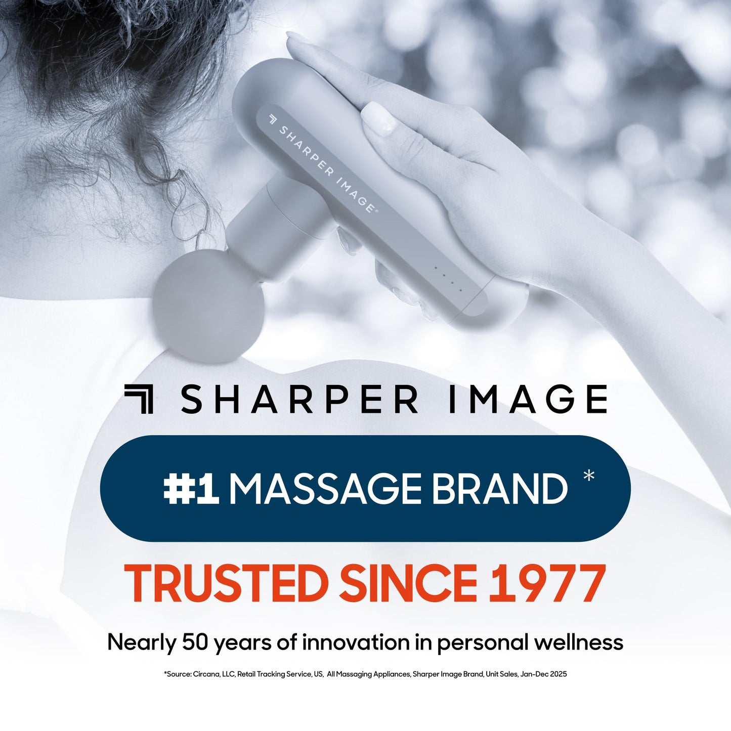 Sharper Image PowerBoost Circuit Massage Gun [2026 Version] Deep Tissue Percussion Massager with 6 Speeds for Back, Shoulders, & Full Body Muscle Pain Relief, with 4 Attachments & Travel Case
