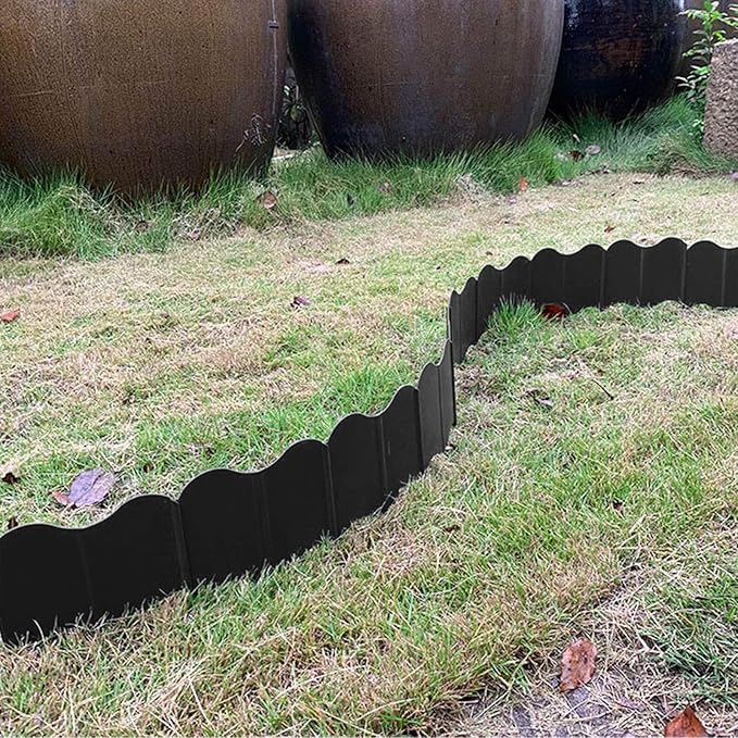 Orgrimmar 20 ft Garden Edging 40PCS Interlocking Landscaping Edging Kit, Plastic No-Dig Pound-in Garden Edge(20' Long x 5.3” Tall) - Black