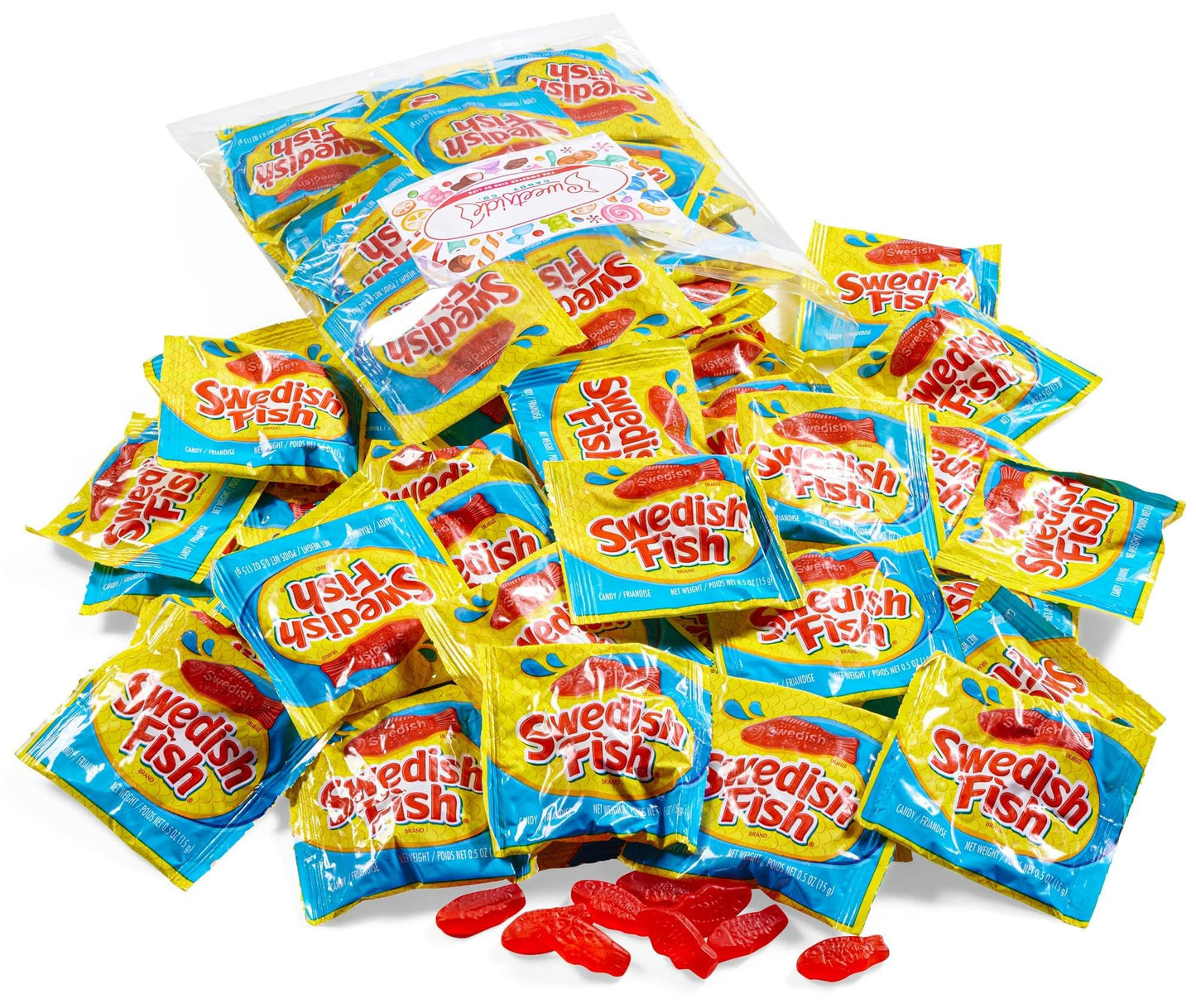 Candy in Bulk SwedishFish Soft & Chewy Fun Size Sharing Bag - Original Sweet & Chewy Red Fish Candy Individually Wrapped Treats, Movie Theater Candy, Office Desk and Reception, and Party Bags, 2lb