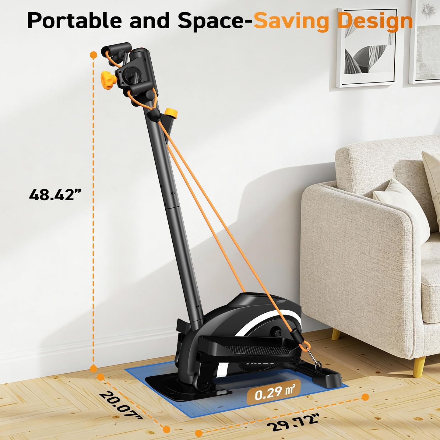 HitGo Elliptical Exercise Machine - 3-in-1 Elliptical Machine for Home with Handlebars & Resistance Bands, Magnetic Resistance & LCD Display, Portable Step Machine Peddler Exerciser for Home Workout