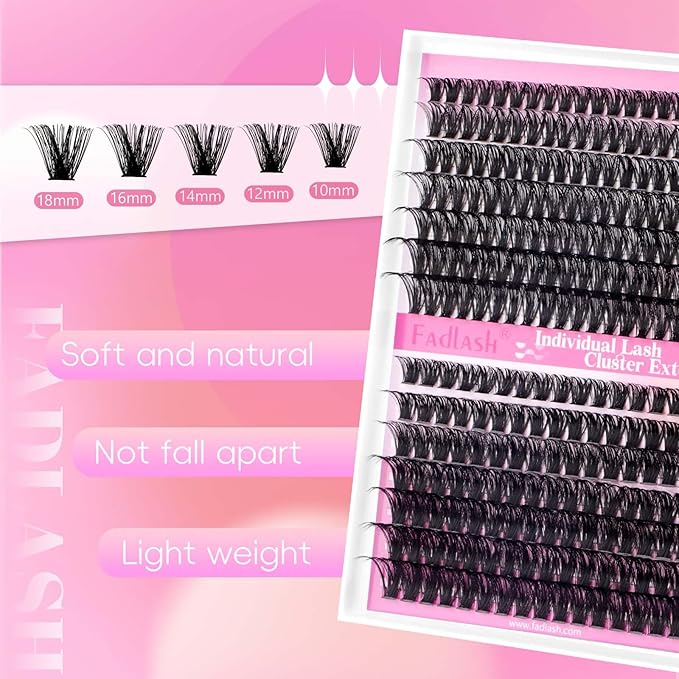 Lash Clusters Fluffy 60D+80D 10-18mm Mixed Tray Thick Eyelash Clusters C Curl Individual Lashes 259pcs Eyelash Extension Clusters Wispy Soft DIY Lash Extensions (60D+80D-0.07-C,10-18mm)