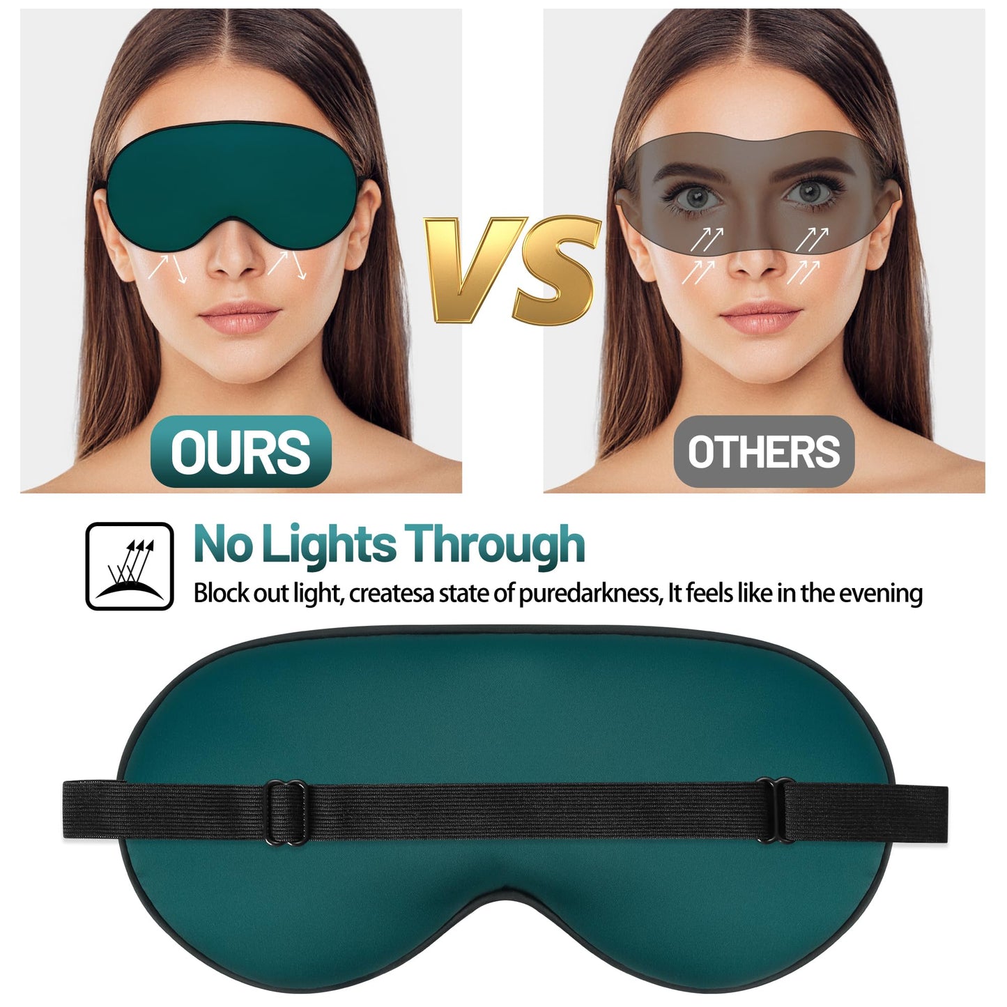 Sleep Mask, Silk Eye Mask for Sleeping with Adjustable Strap, Satin Blackout Sleeping Eye Mask for Men&Women, Comfortable Blindfold Eyeshade for Night Sleep (Dark Green)