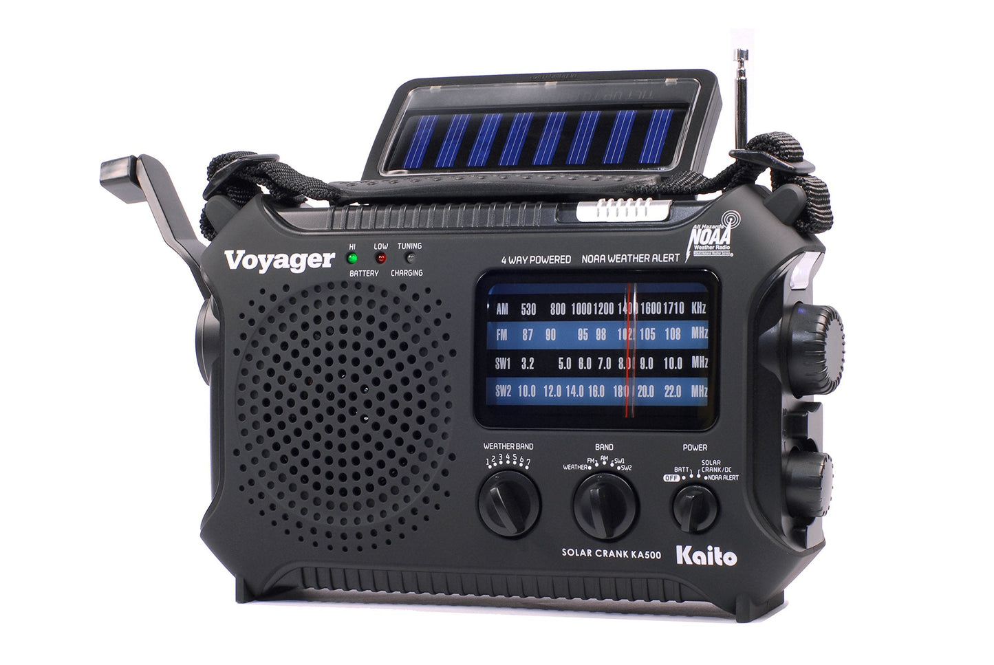 Kaito Ka500 5-Way Powered Emergency Am/Fm/Sw Noaa Weather Alert Radio With Solar,Dynamo Crank,Flashlight And Reading Lamp, Color