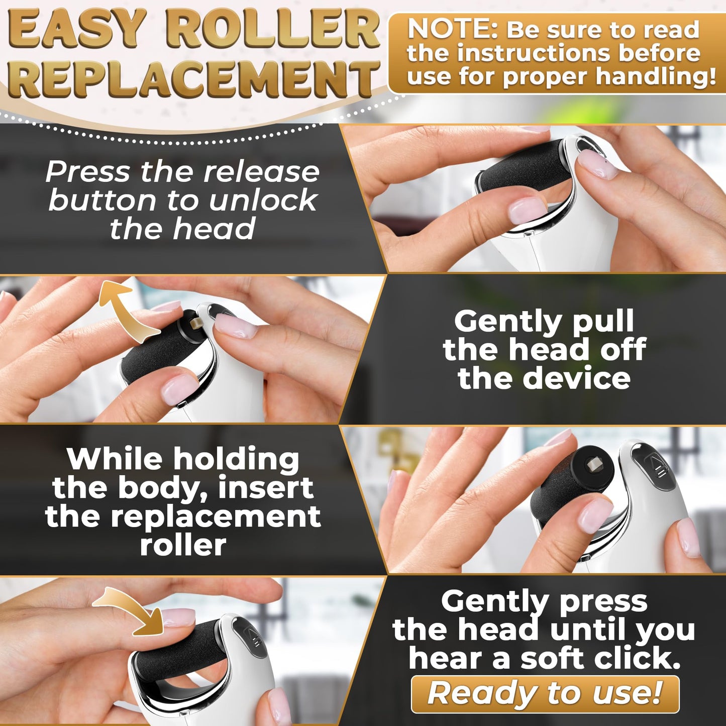 Rechargeable Electric Foot Callus Remover Tool - 3-Speed Foot Sander (1800/2200/2800 RPM), Electric Callus Remover for Feet, Ped