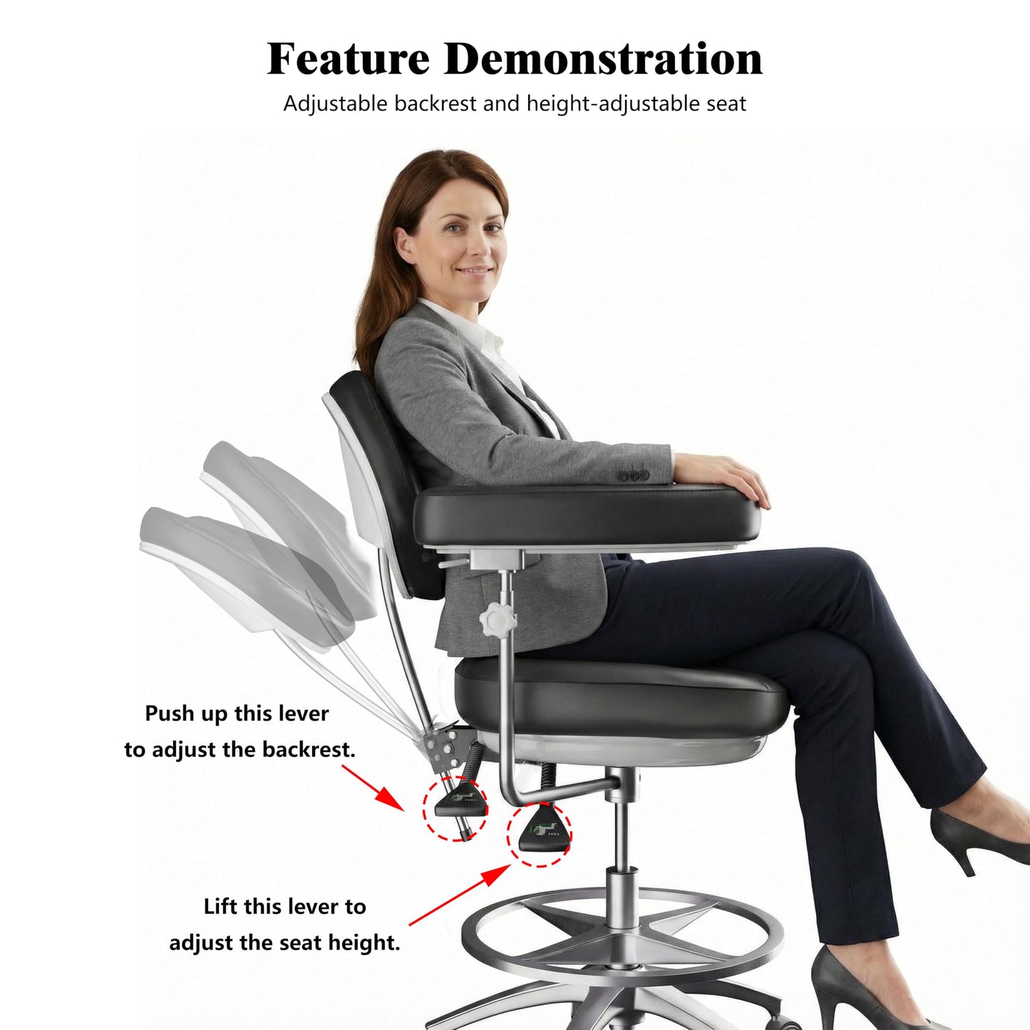 Dental Assistant Chair Ergonomic Medical Adjustable Rolling Stool with Back Support Rotatable Armrest for Clinics Dentist Tattoo Office,Salon,Laboratory - Black