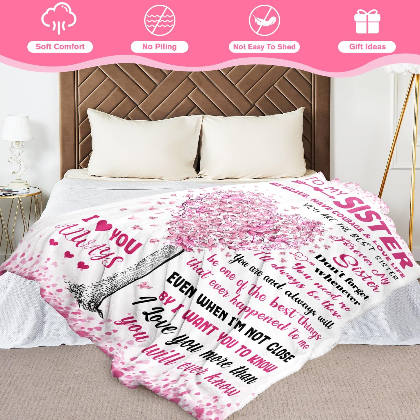 YPURTSD Birthday Gifts for Sister - Sisters Gifts from Sis - Big Sis Presents for Girl - Christmas Valentines Mothers Day Birthday Blanket Presents for Sissy Adult - Sissy Throw Blanket 50"x60"