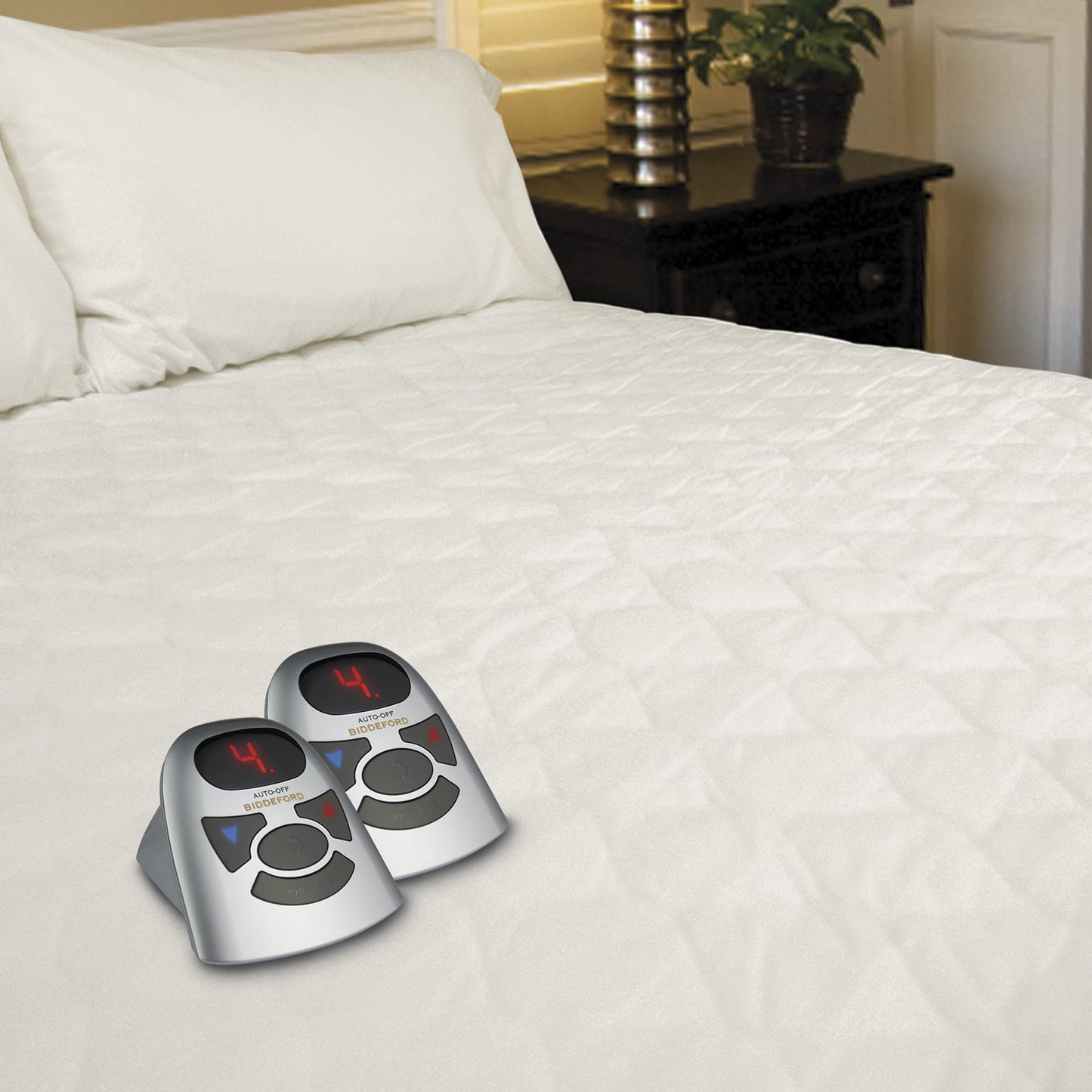 Biddeford Blankets 6 Ounce Quilted Electric Heated Mattress Pad with Digital Controller, King, White