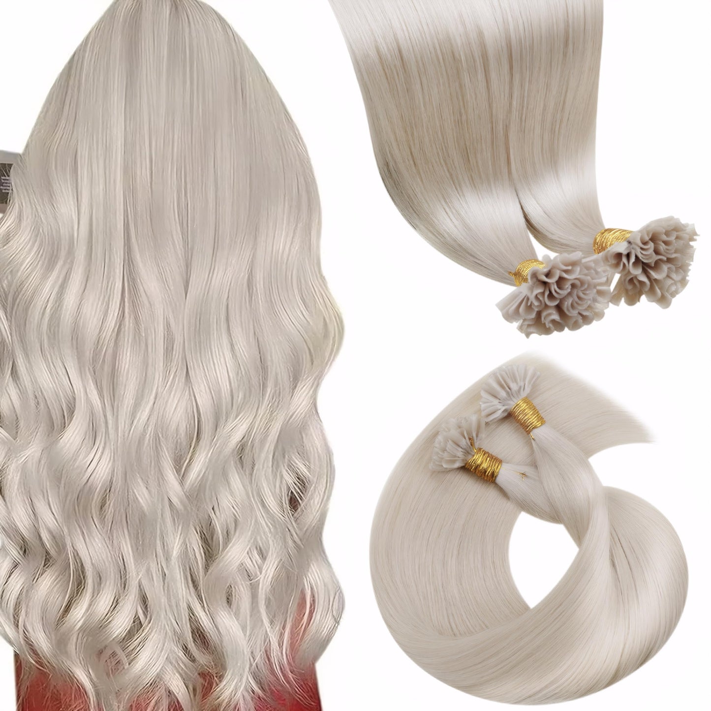 LaaVoo K Tip Hair Extensions Real Human Hair Blonde U Tip Hair Extensions Human Hair Platinum Blonde Blonde Ktip Human Hair Exte