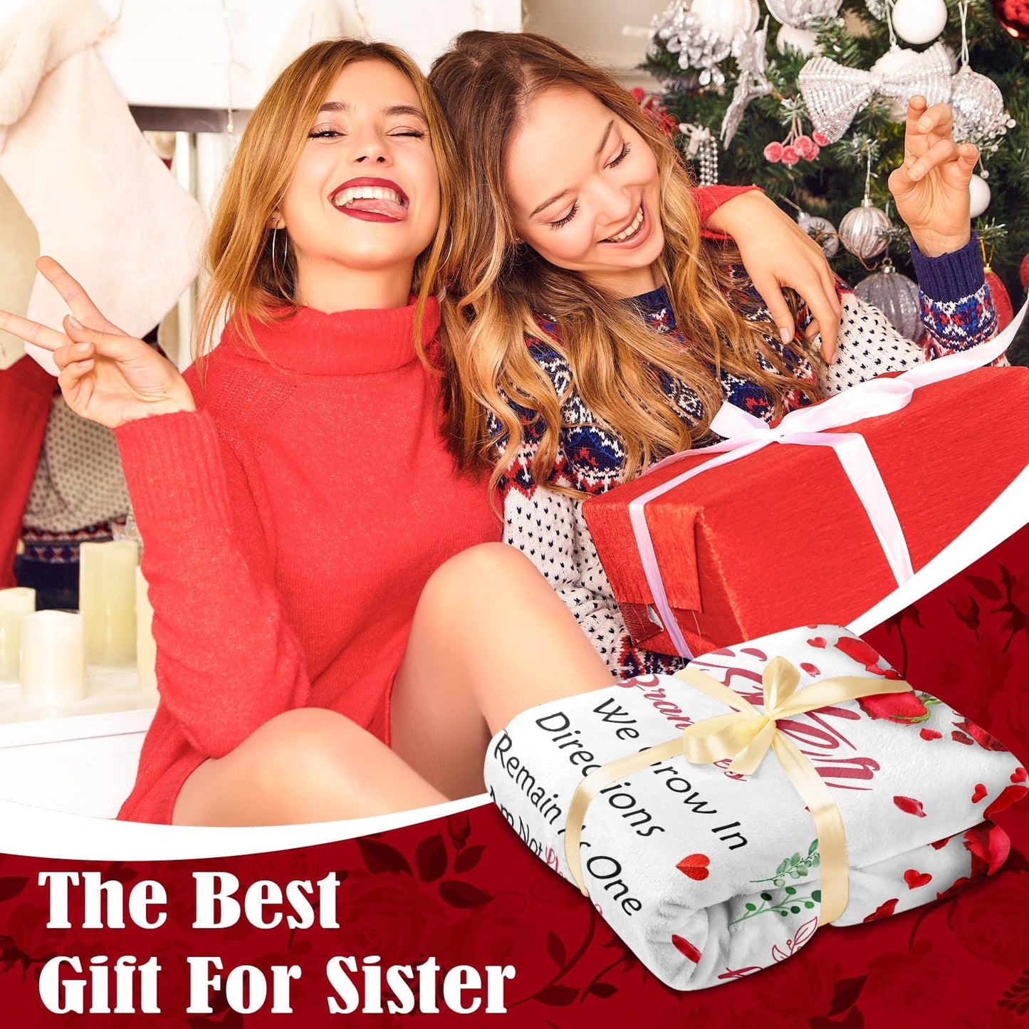 Sister Birthday Gifts - Gifts for Sister Birthday from Sisters Brother - Best Sisters Ever Present for Women - Christmas Mothers Day Valentines Day Gift for Sister‘s Adult - Throw Blanket 50" x 60"