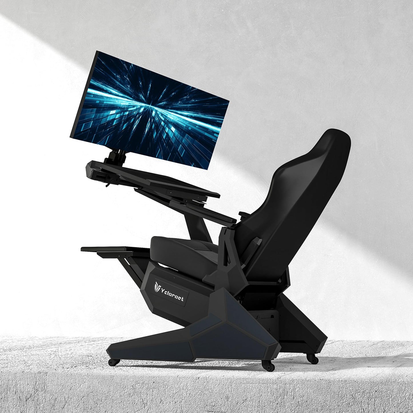 Ycloroet Zero-Gravity Gaming & Office Chair with Dual Monitor Arm, Mobile Reclining Workstation for Home Office and Ergonomic Gaming Setup