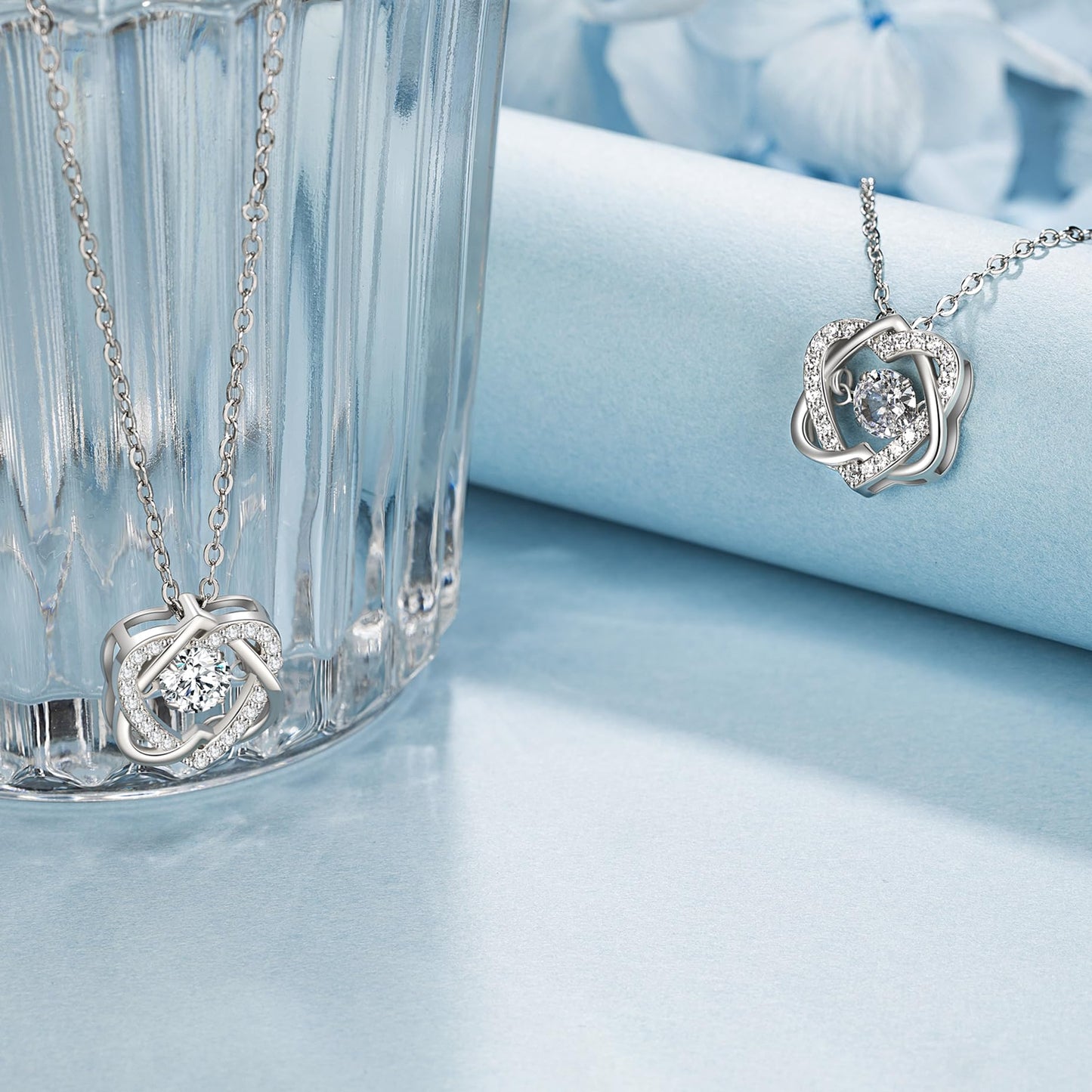 NOURISHLOV Sister Gifts, Sterling Silver Interlocking 2 Hearts Necklace Gift for Sister In Law, Sisters Birthday Gift Ideas, Expecting Mom, Best Friend Christmas Gifts
