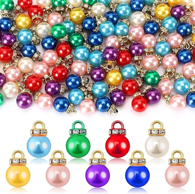 Jansun 90PCS Christmas Mini Balls Ornaments Multicolour Imitation Pearl Pendants Miniature Xmas Tree Hanging Decorations S...