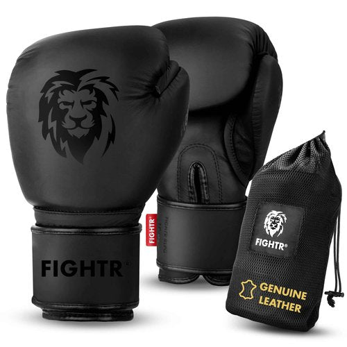 FIGHTR® Pro Boxing Gloves Made of Genuine Leather | Men and Women | for Boxing, MMA, Muay Thai, Kickboxing & Martial Arts 10 12 14 16 oz | incl. Carrying Bag