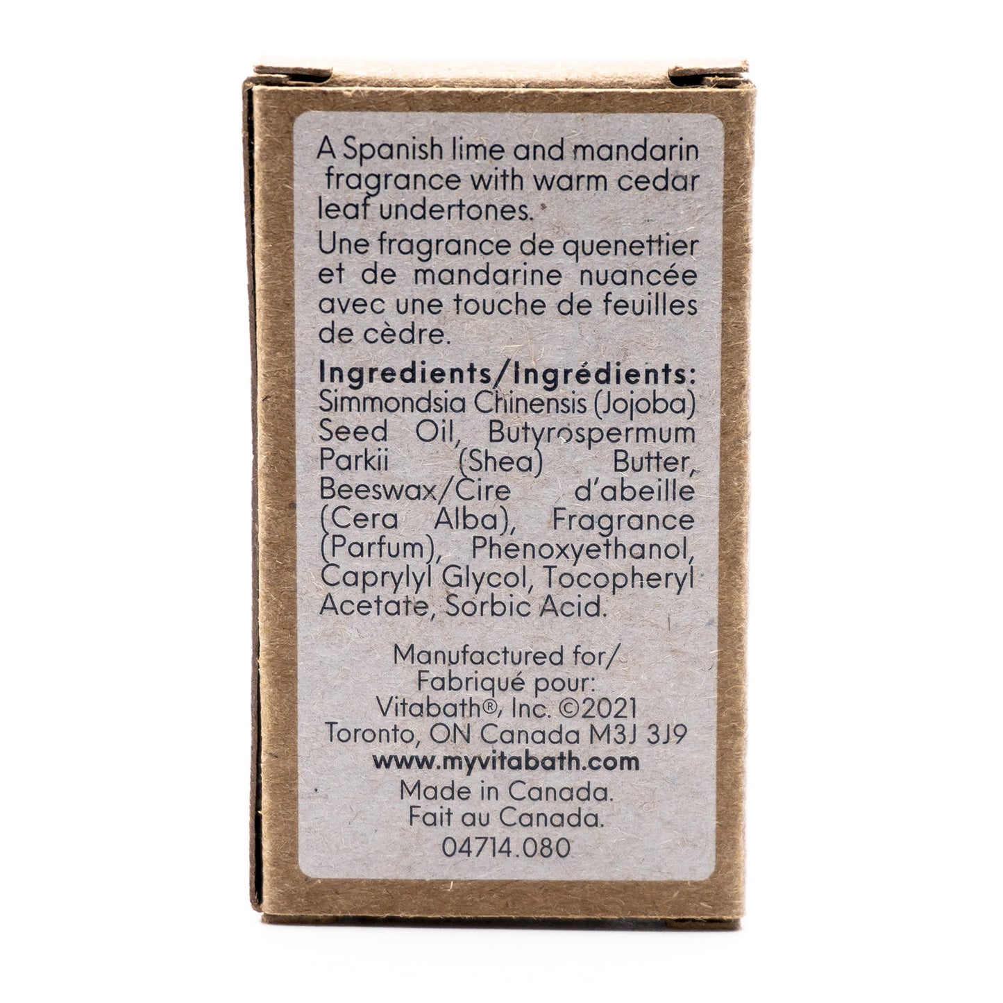 Vitabath Men's Lime & Cedarleaf Solid Cologne Refreshing Spicy Lime, Juicy Mandarin & Earthy Cedar Leaf All Over Lasting Fragran