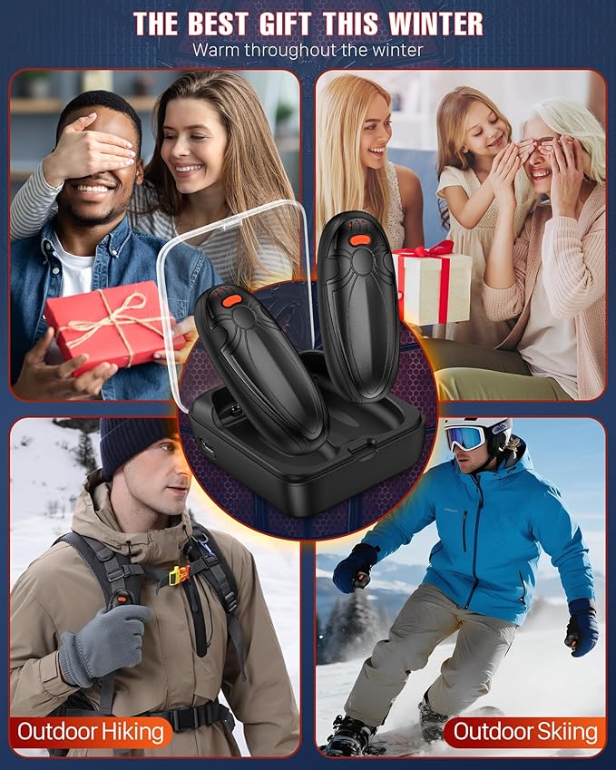 Hand Warmers Rechargerable 2 Pack - 14000mAh Electric AI Handwarmers with Charging Case, Magnetic 2 in 1 Pocket Heater, Gifts for Women/Men/Golf/Hunting/Travel/Camping Accessories