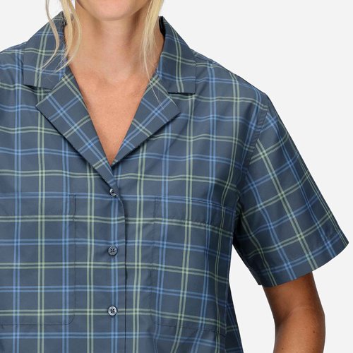 MARMOT Women's AirExchange UPF 40 Short Sleeve Camp Shirt - Lightweight Breathable Quick-Dry, Thunderhead Windowpane, Small