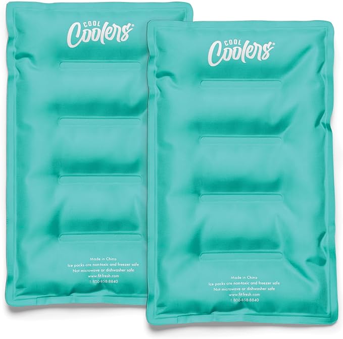 Cool Coolers by Fit & Fresh 2 Pack XL Soft Ice Packs for Cooler, Flexible Stretch Nylon, Lunch Box Ice Packs, Large Reusab...