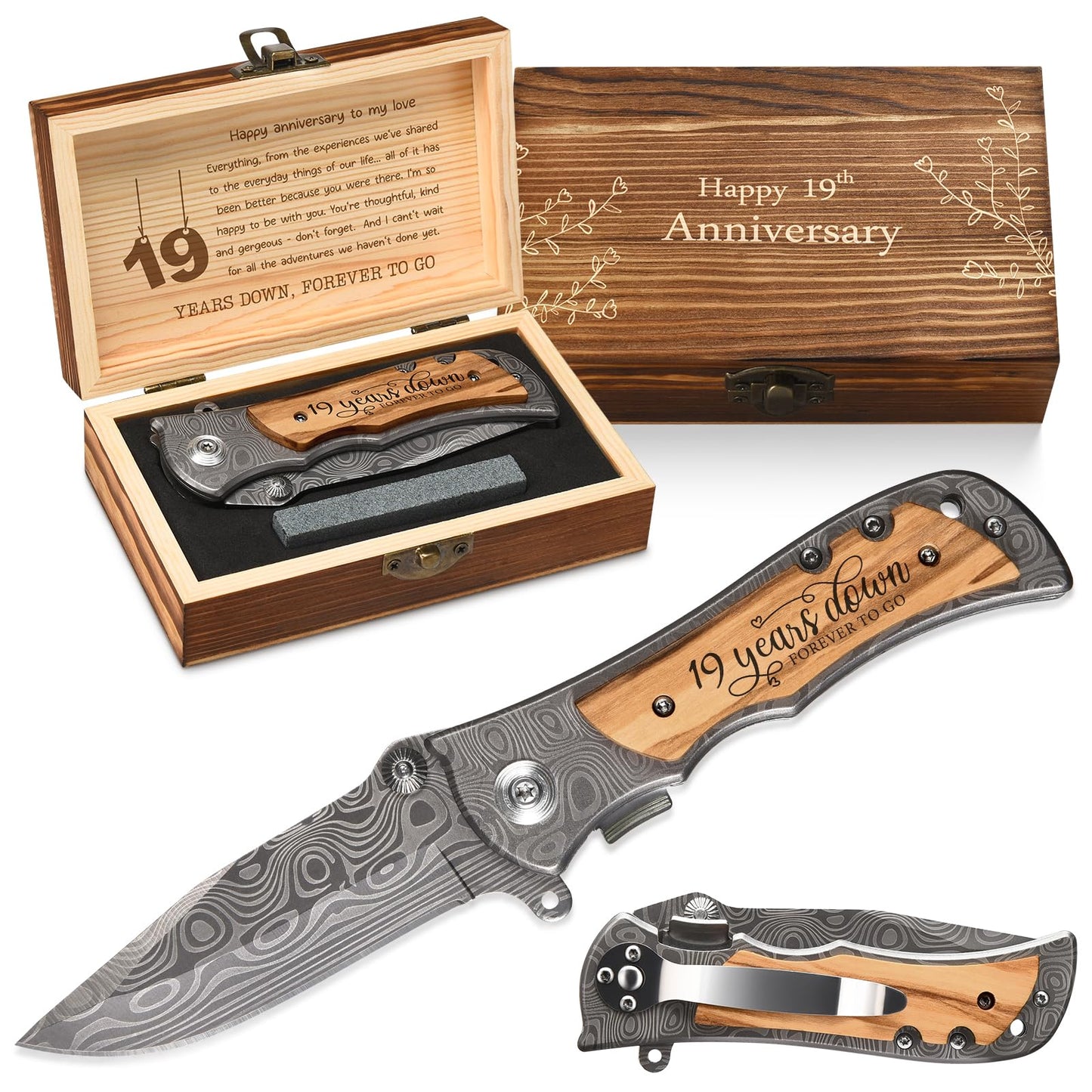 GiveGreatGift 19th Gifts Wedding Anniversary for Him, 19 years Marriage Keepsake for Men, Bronze Anniversary Present for Husband