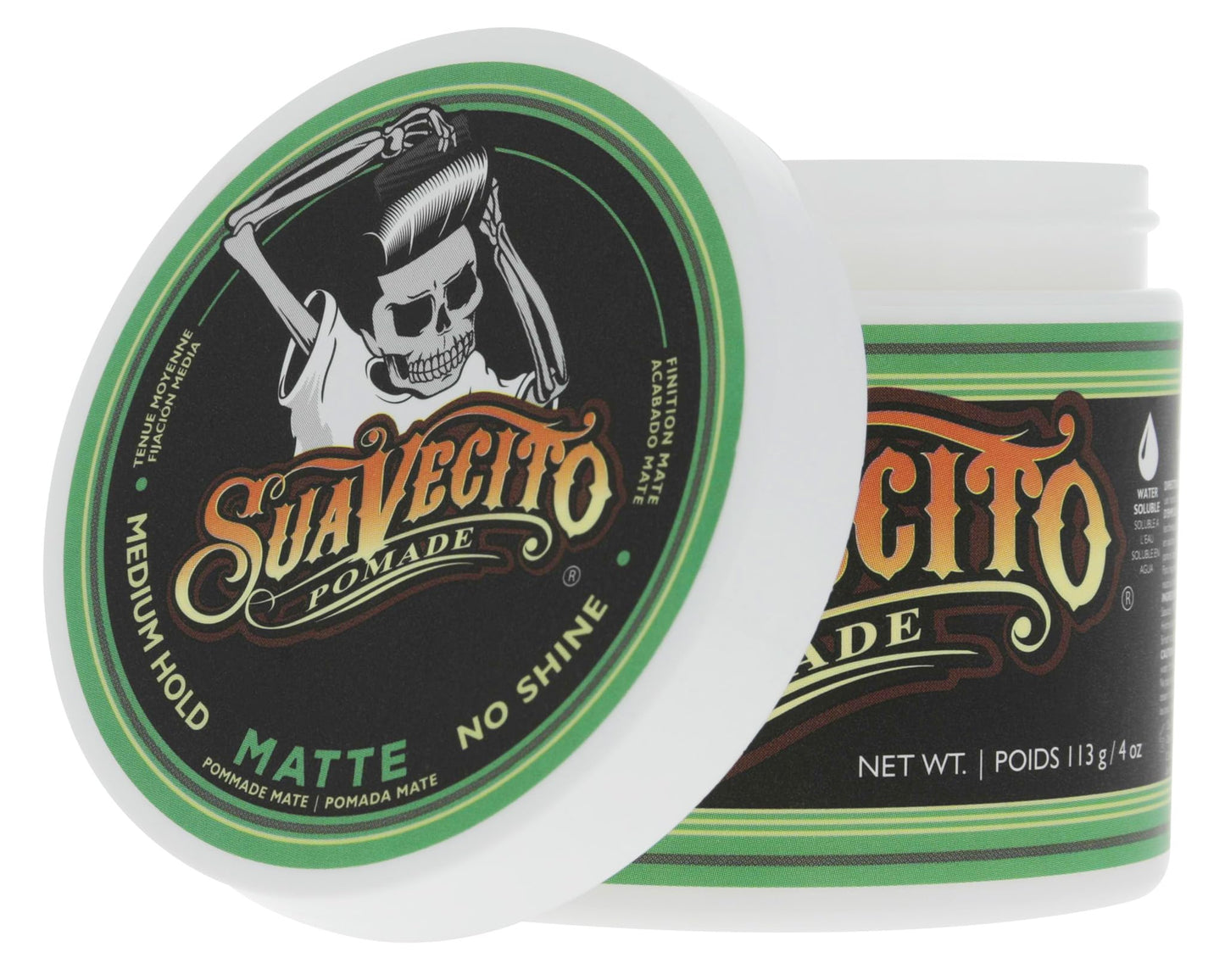 Suavecito Pomade Matte (No Shine) Formula 4 oz, 1 Pack - Medium Hold Hair Pomade For Men - Matte Hair Paste For Natural Texture